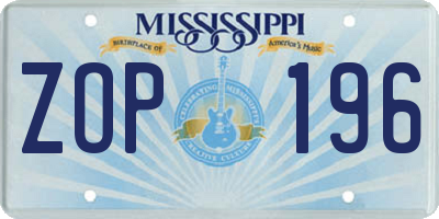 MS license plate ZOP196