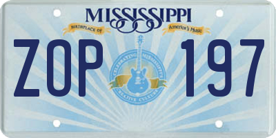 MS license plate ZOP197