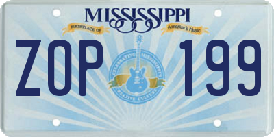 MS license plate ZOP199