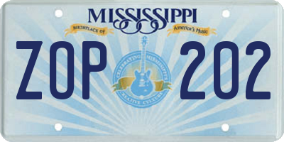 MS license plate ZOP202