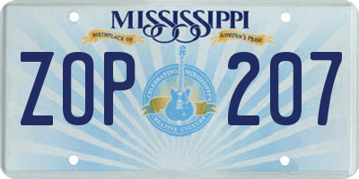 MS license plate ZOP207