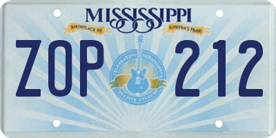MS license plate ZOP212