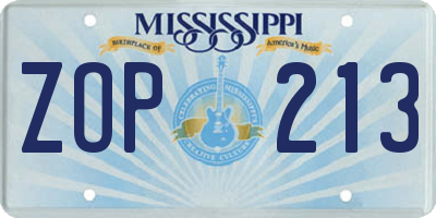 MS license plate ZOP213