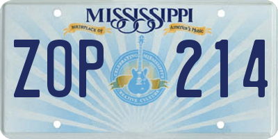 MS license plate ZOP214