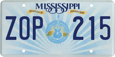 MS license plate ZOP215