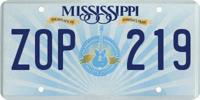 MS license plate ZOP219