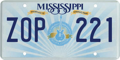 MS license plate ZOP221