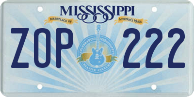 MS license plate ZOP222