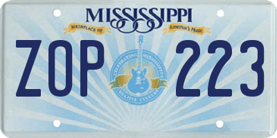 MS license plate ZOP223