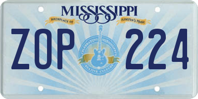 MS license plate ZOP224