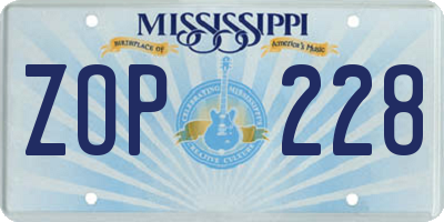 MS license plate ZOP228