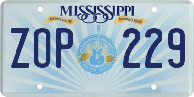 MS license plate ZOP229