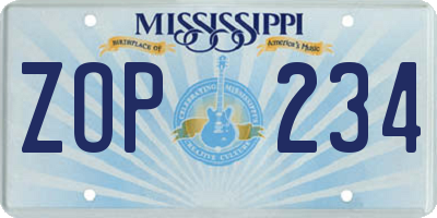 MS license plate ZOP234