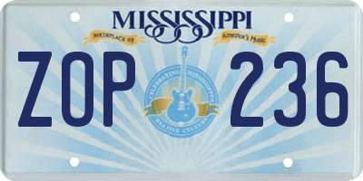 MS license plate ZOP236
