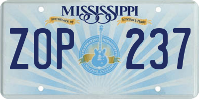 MS license plate ZOP237