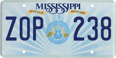 MS license plate ZOP238