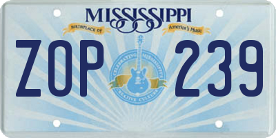 MS license plate ZOP239