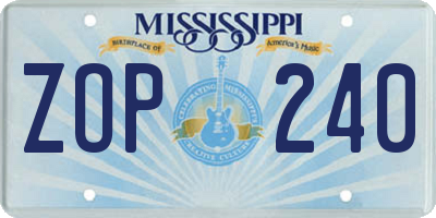 MS license plate ZOP240