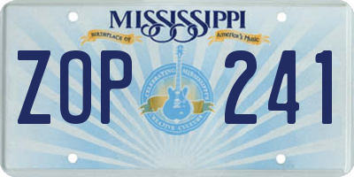 MS license plate ZOP241