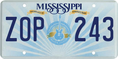 MS license plate ZOP243