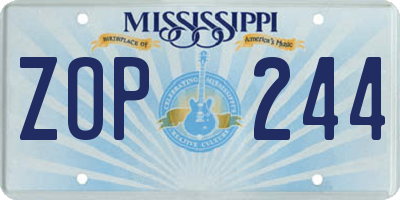MS license plate ZOP244