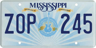 MS license plate ZOP245
