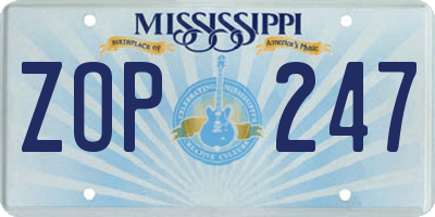 MS license plate ZOP247