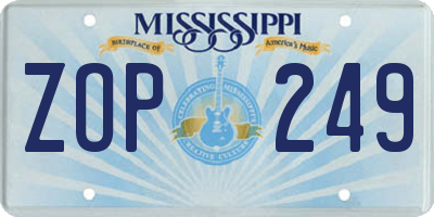MS license plate ZOP249