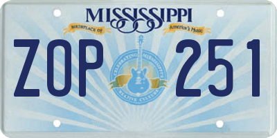 MS license plate ZOP251