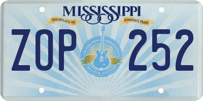 MS license plate ZOP252