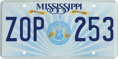 MS license plate ZOP253
