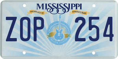 MS license plate ZOP254