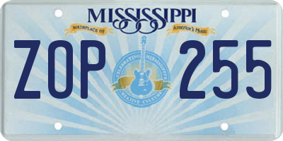 MS license plate ZOP255