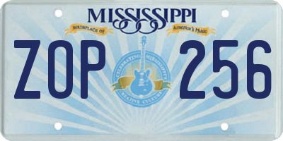MS license plate ZOP256