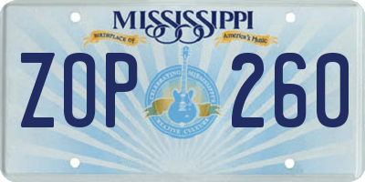 MS license plate ZOP260