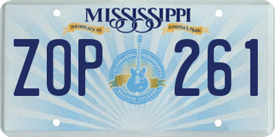 MS license plate ZOP261