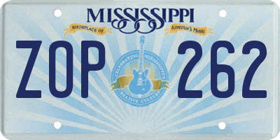 MS license plate ZOP262