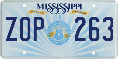 MS license plate ZOP263
