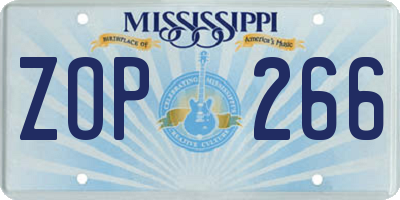 MS license plate ZOP266