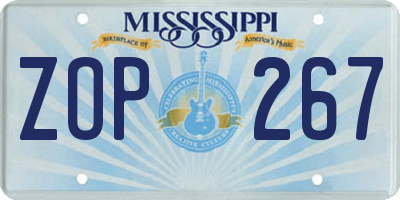 MS license plate ZOP267