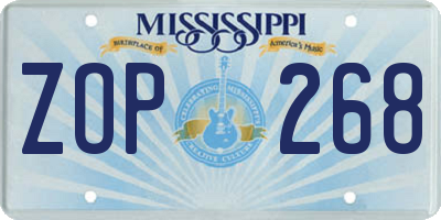 MS license plate ZOP268