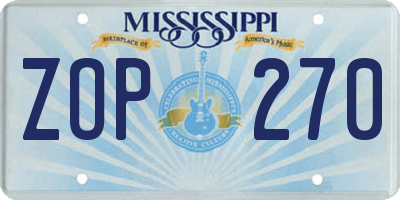 MS license plate ZOP270