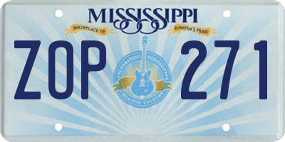 MS license plate ZOP271