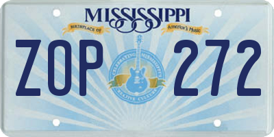 MS license plate ZOP272