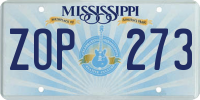 MS license plate ZOP273