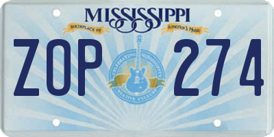 MS license plate ZOP274