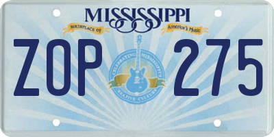 MS license plate ZOP275