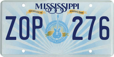 MS license plate ZOP276