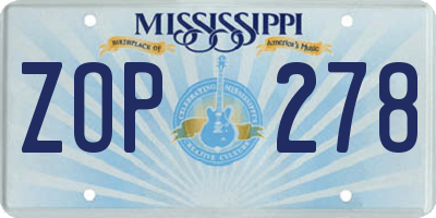 MS license plate ZOP278