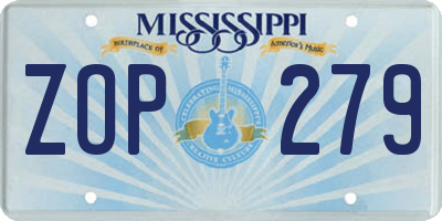 MS license plate ZOP279